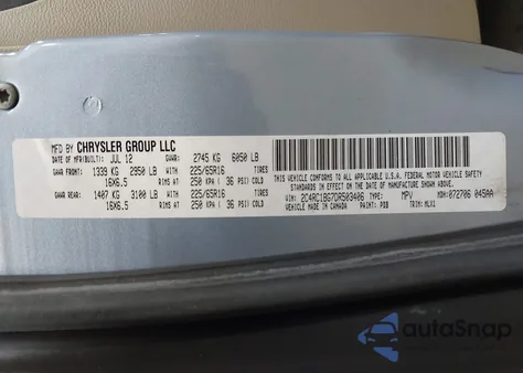 2013 Chrysler Town & Country Touring from USA, damaged, VIN 2C4RC1BG7DR503406